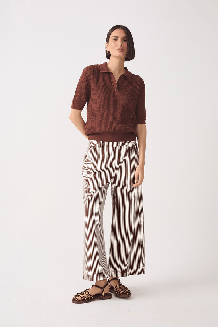 Calça Sarja Listras Terra