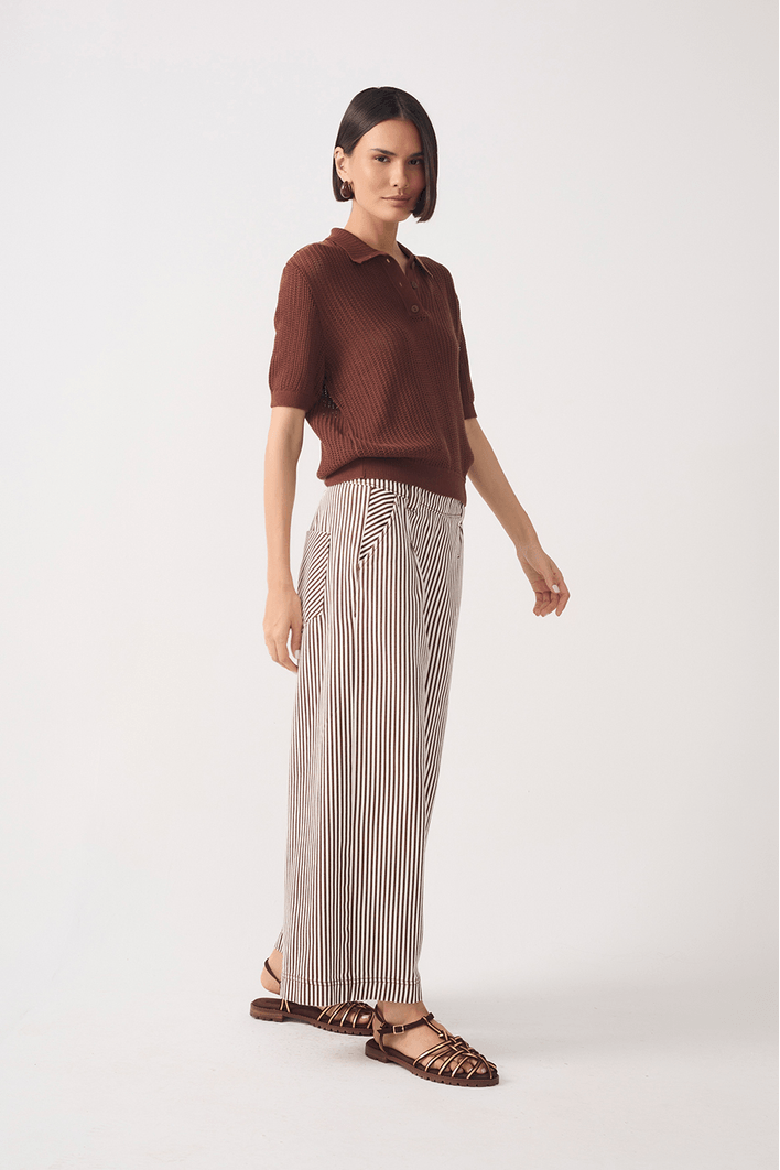 Calça Sarja Listras Terra