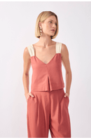 Blusa Linho Alça Franzida