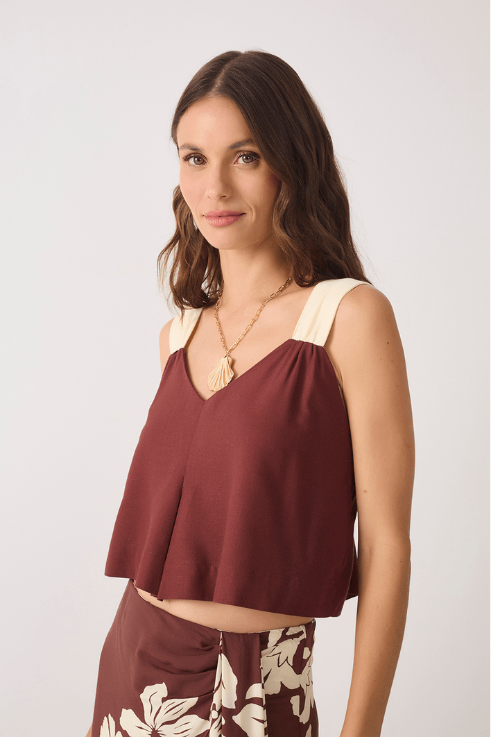 Blusa Linho Alça Franzida