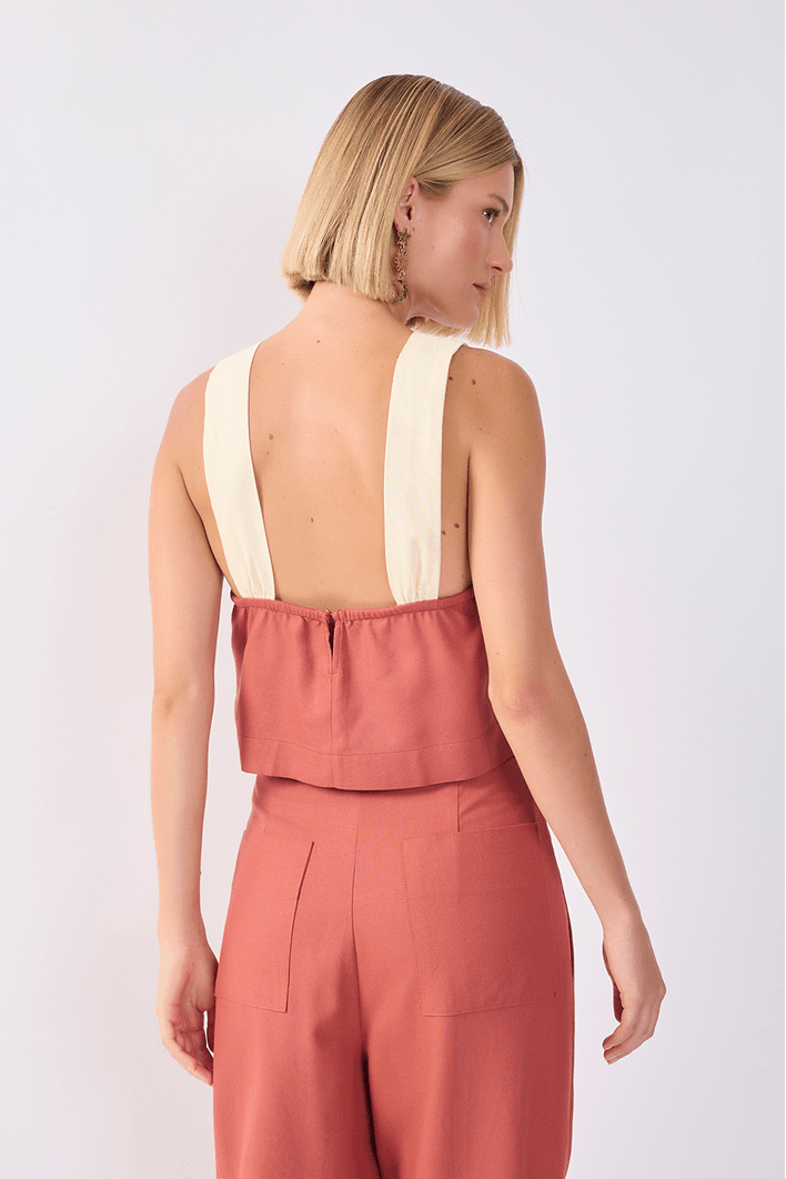 Blusa Linho Alça Franzida