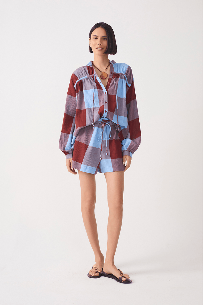 Short Xadrez Elástico Cintura