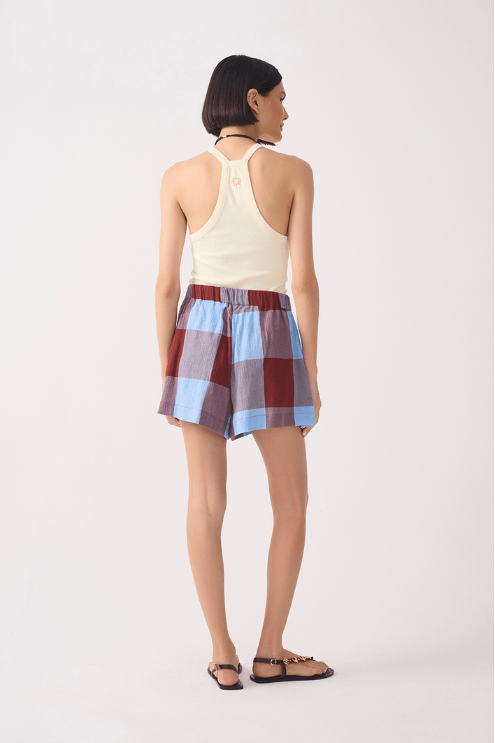 Short Xadrez Elástico Cintura