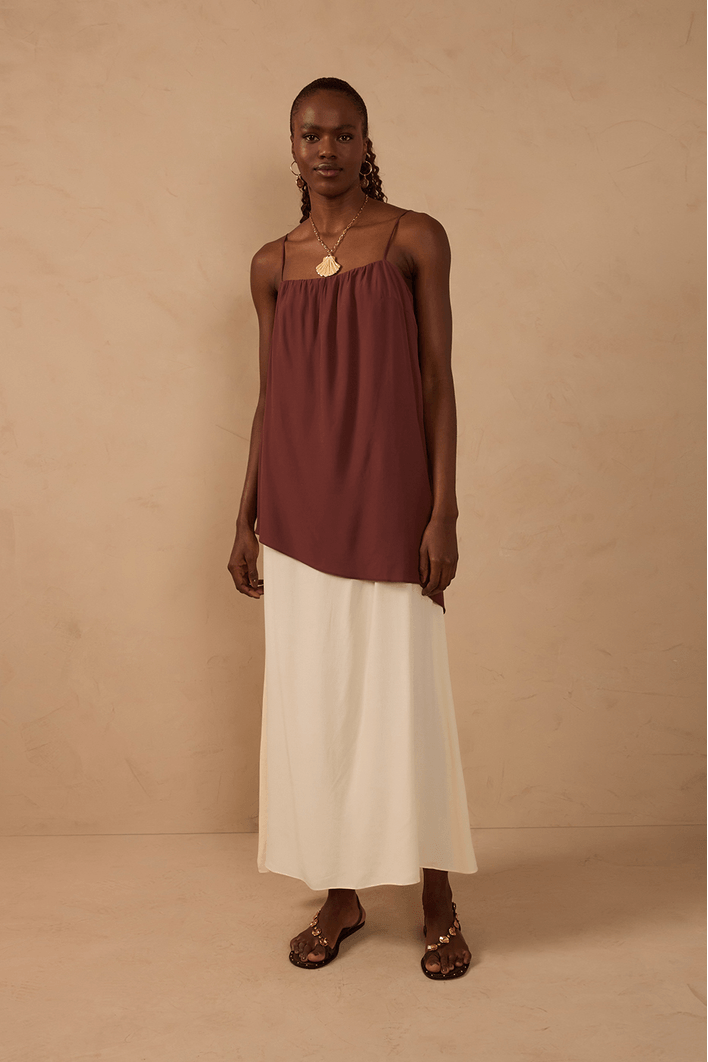 Vestido Cropped Crepe Sobreposição Bico