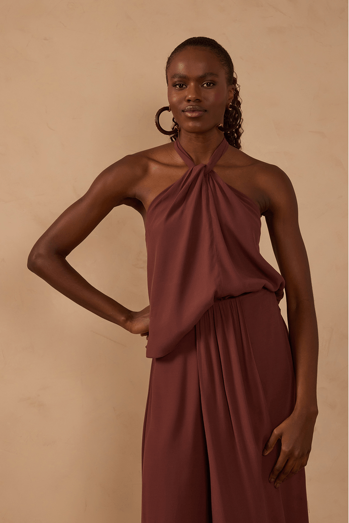 Blusa Crepe Amarração Pescoço