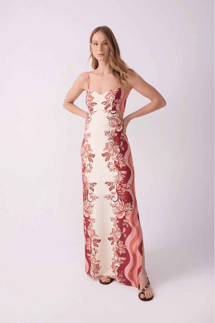 Vestido Cropped Linho Est Onda Floral