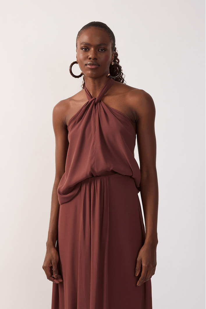 Blusa Crepe Amarração Pescoço