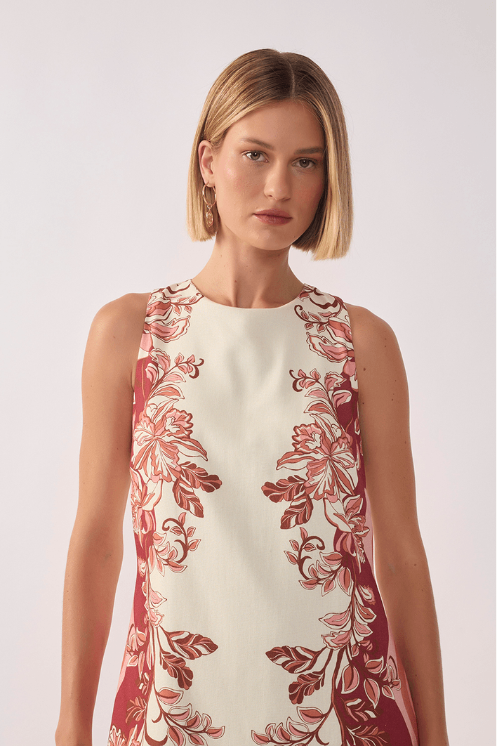 Vestido Linho Est Onda Floral
