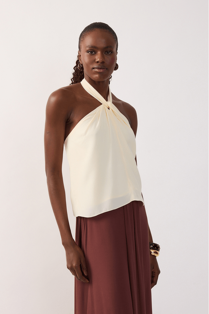 Blusa Crepe Amarração Pescoço
