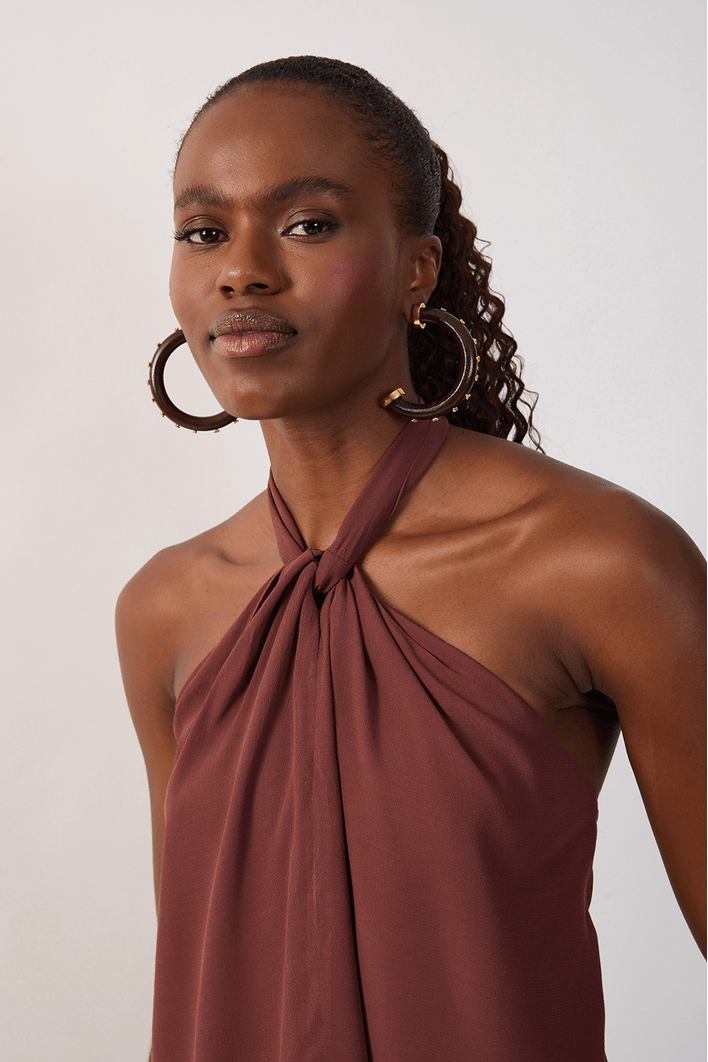 Blusa Crepe Amarração Pescoço