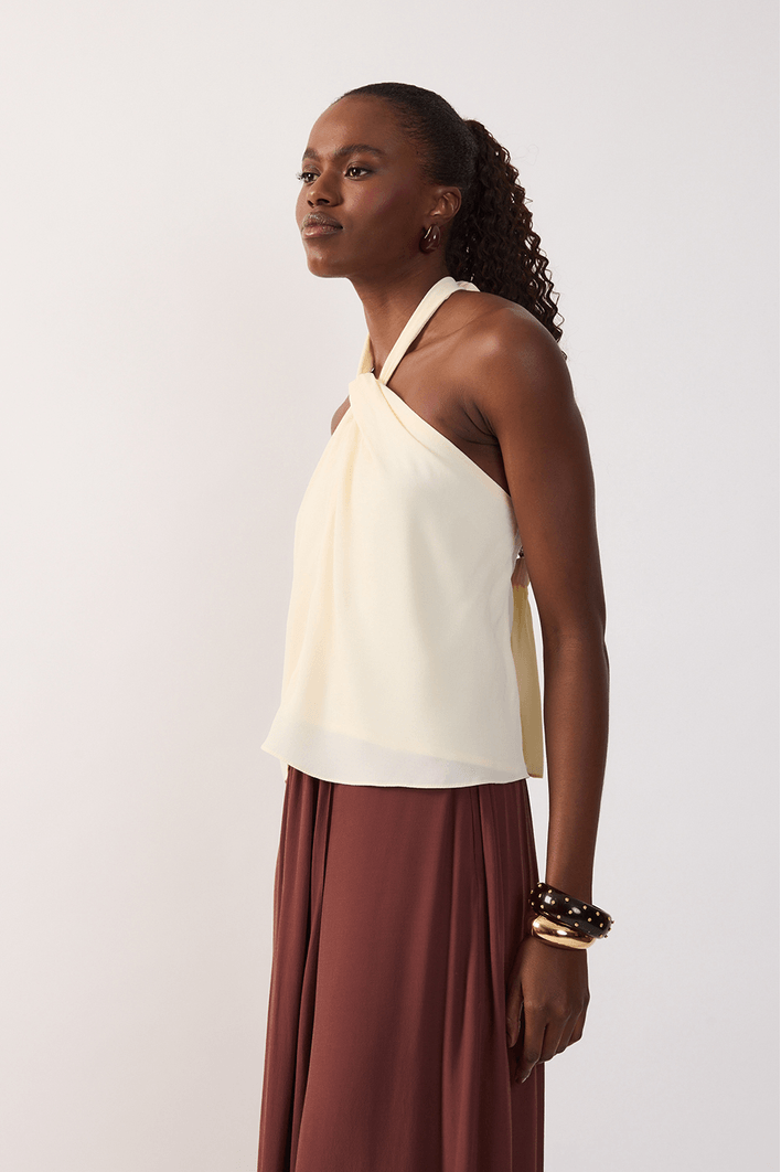 Blusa Crepe Amarração Pescoço