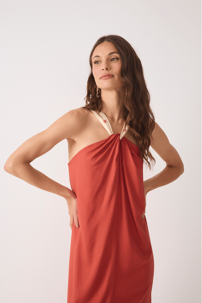 Vestido Cropped Alça Bordada