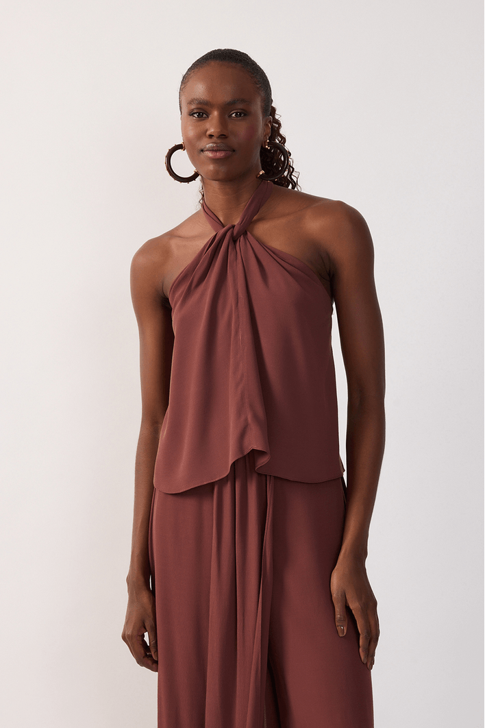 Blusa Crepe Amarração Pescoço