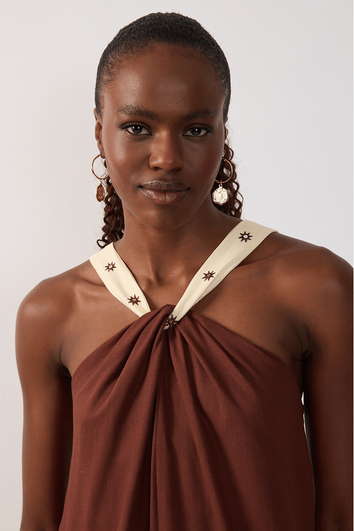 Vestido Cropped Alça Bordada