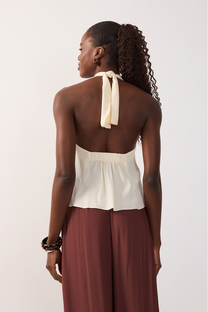 Blusa Crepe Amarração Pescoço