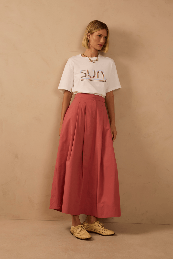 Saia Midi Algodão Alfaiataria