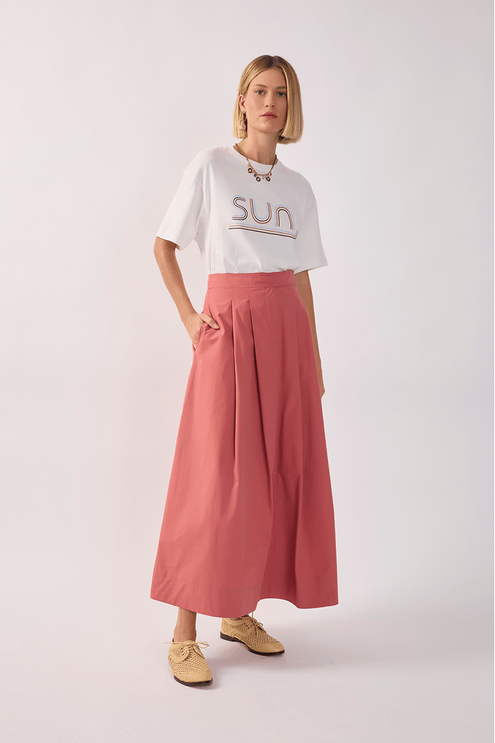 Saia Midi Algodão Alfaiataria