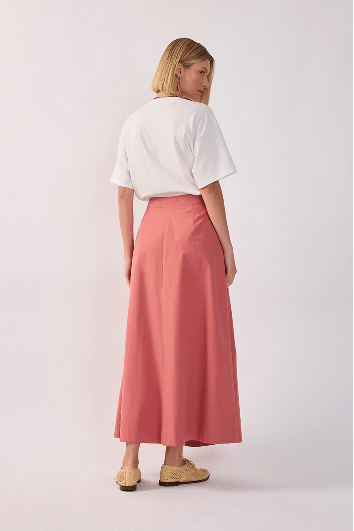 Saia Midi Algodão Alfaiataria