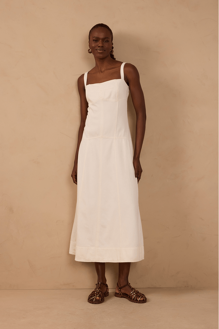 Vestido Sarja Decote Reto