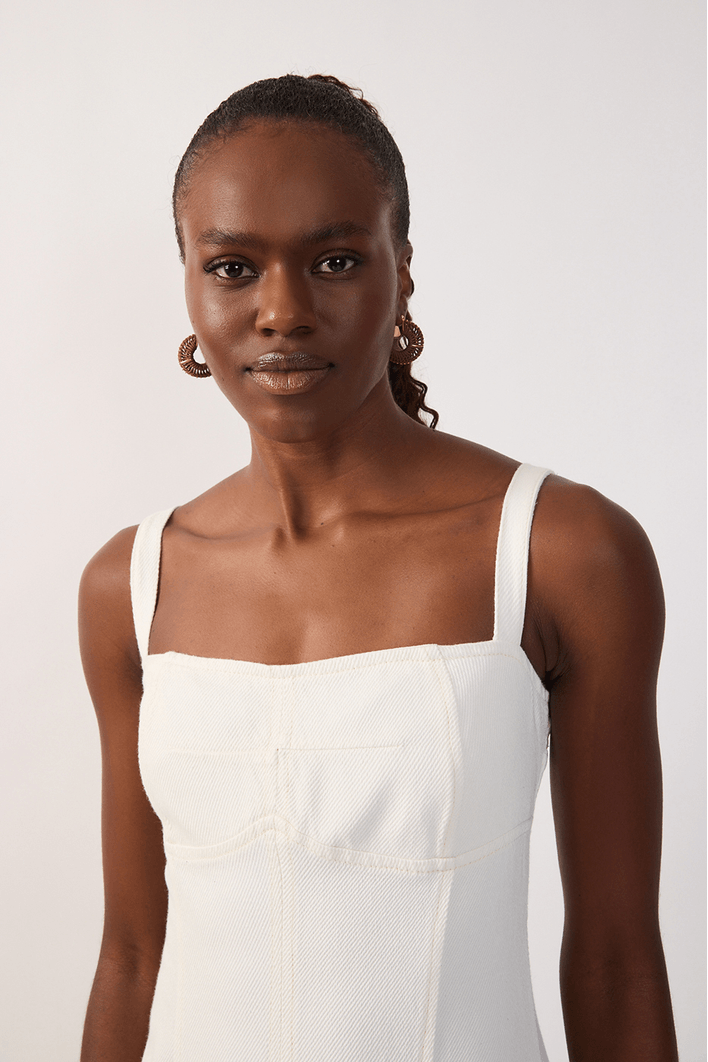 Vestido Sarja Decote Reto