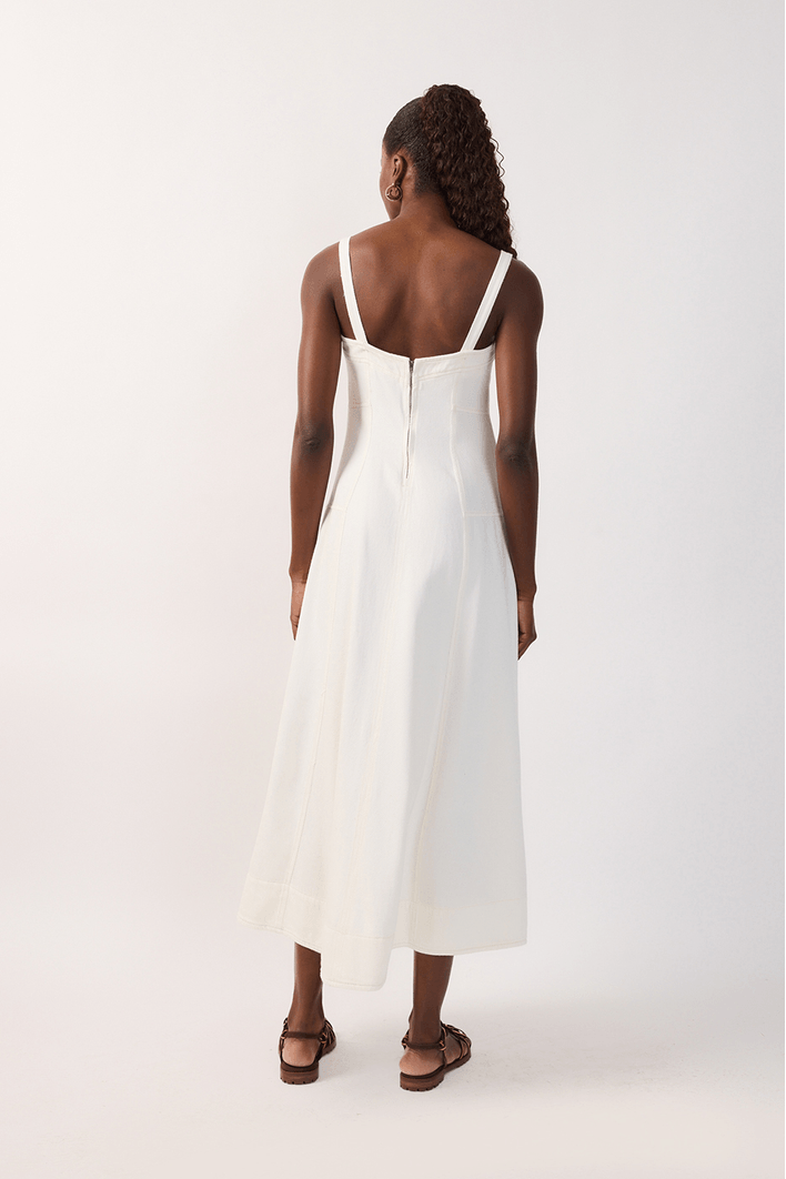 Vestido Sarja Decote Reto