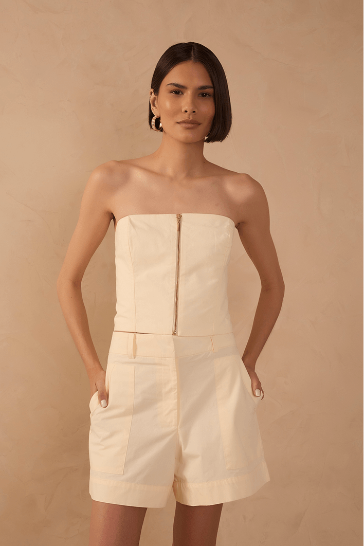 Top Algodão Zíper Frente