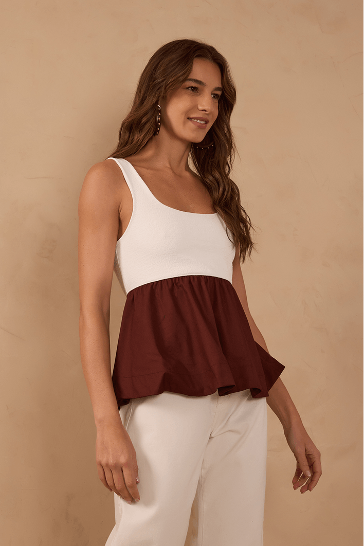 Blusa Bicolor Malha Com Tecido