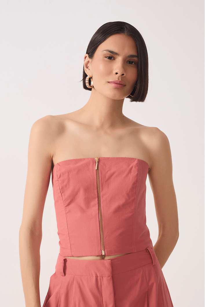 Top Algodão Zíper Frente