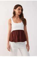 Blusa Bicolor Malha Com Tecido