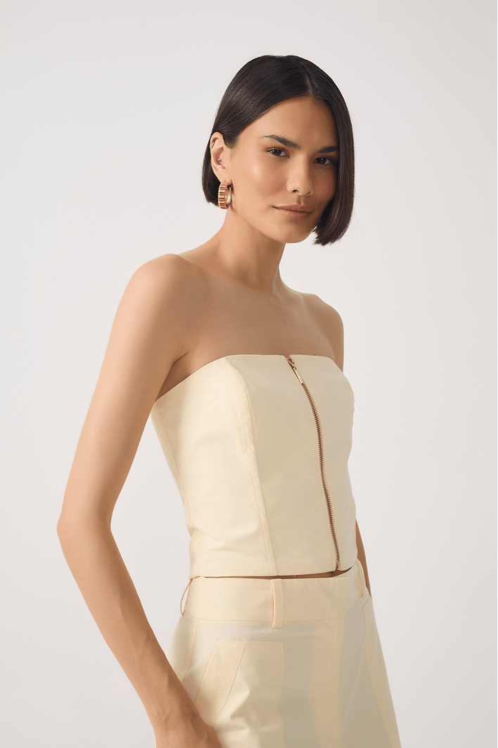 Top Algodão Zíper Frente