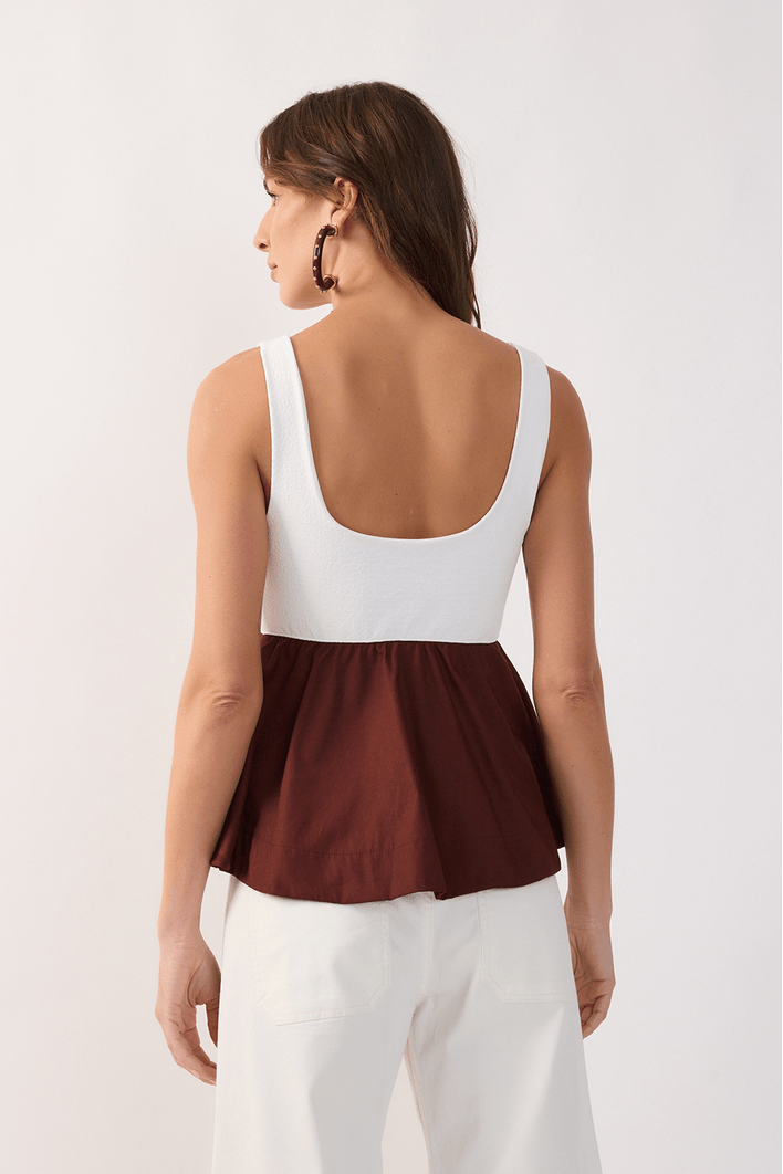 Blusa Bicolor Malha Com Tecido