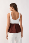 Blusa Bicolor Malha Com Tecido