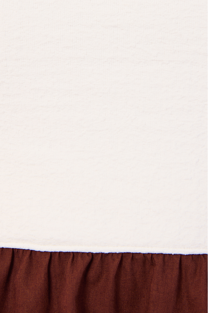 Blusa Bicolor Malha Com Tecido