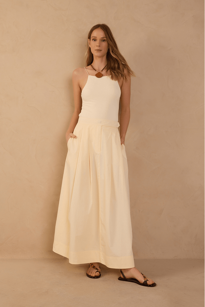 Saia Midi Algodão Alfaiataria