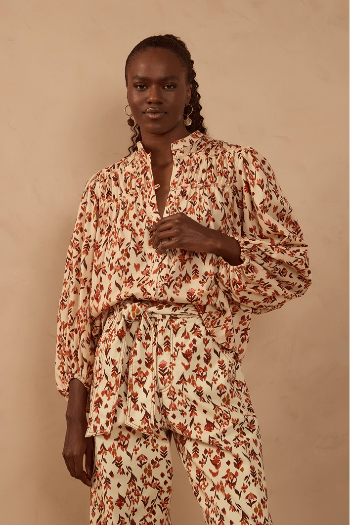 Camisa Bata Est Jardim Ikat