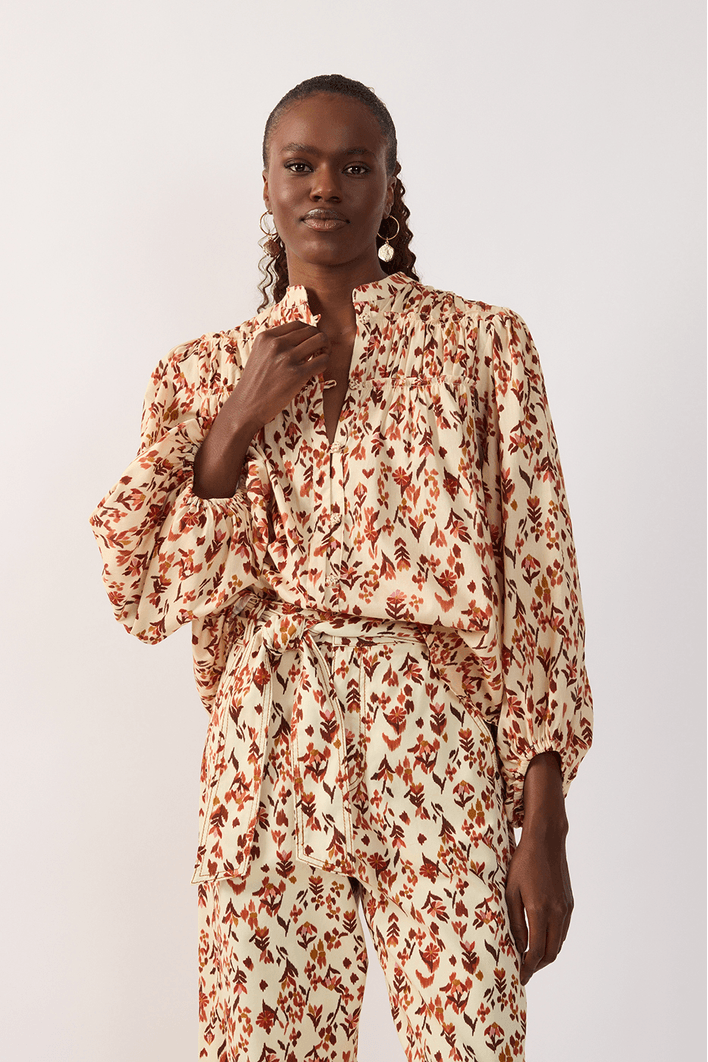 Camisa Bata Est Jardim Ikat