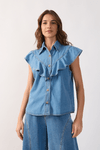 Blusa Jeans Babados