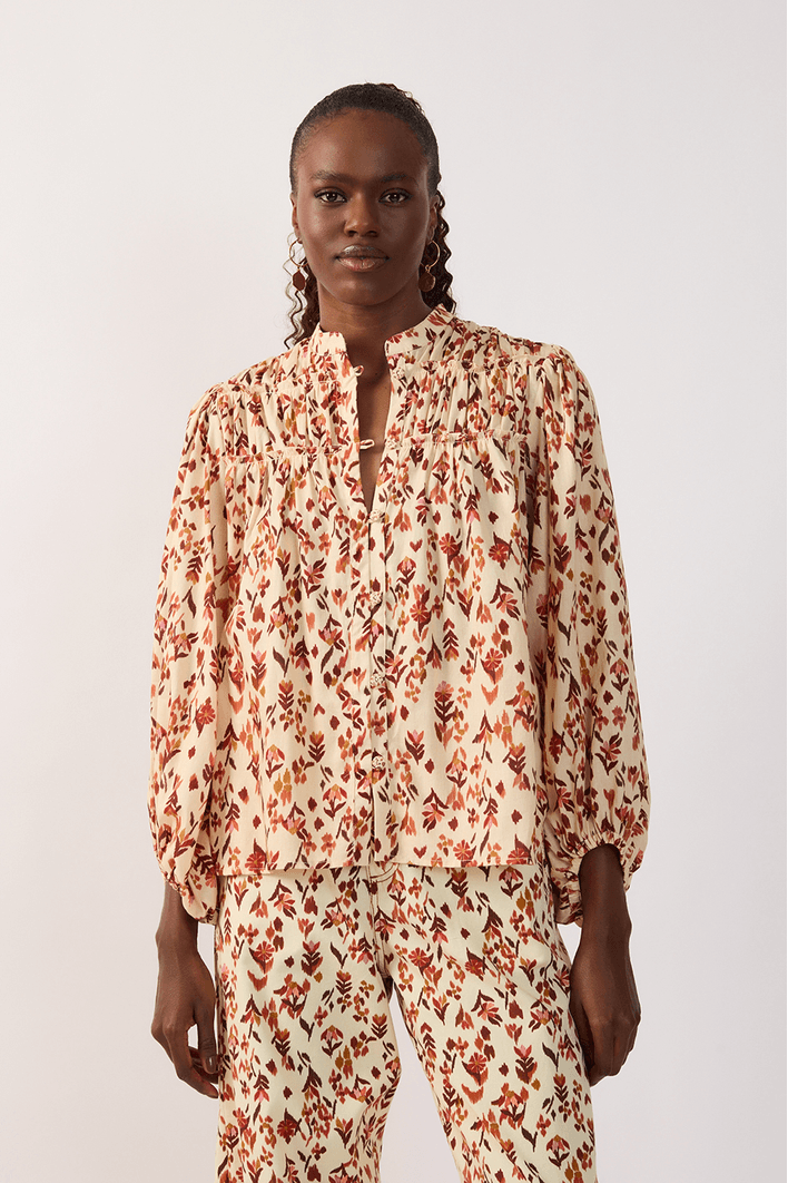 Camisa Bata Est Jardim Ikat