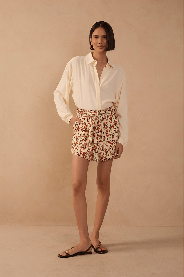 Short Sarja Faixa Est Jardim Ikat