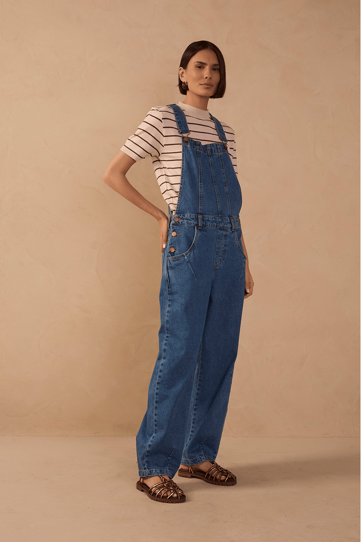 Jardineira Jeans Barrel Confort