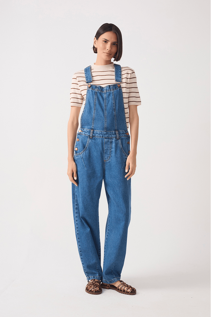 Jardineira Jeans Barrel Confort