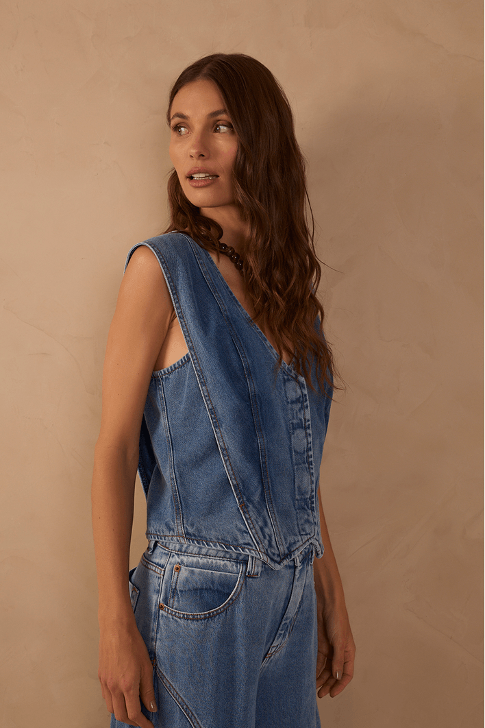 Colete Jeans Recortes