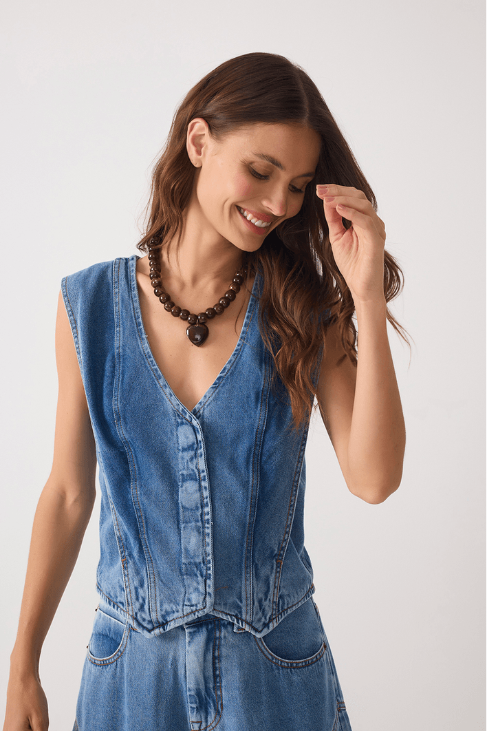 Colete Jeans Recortes