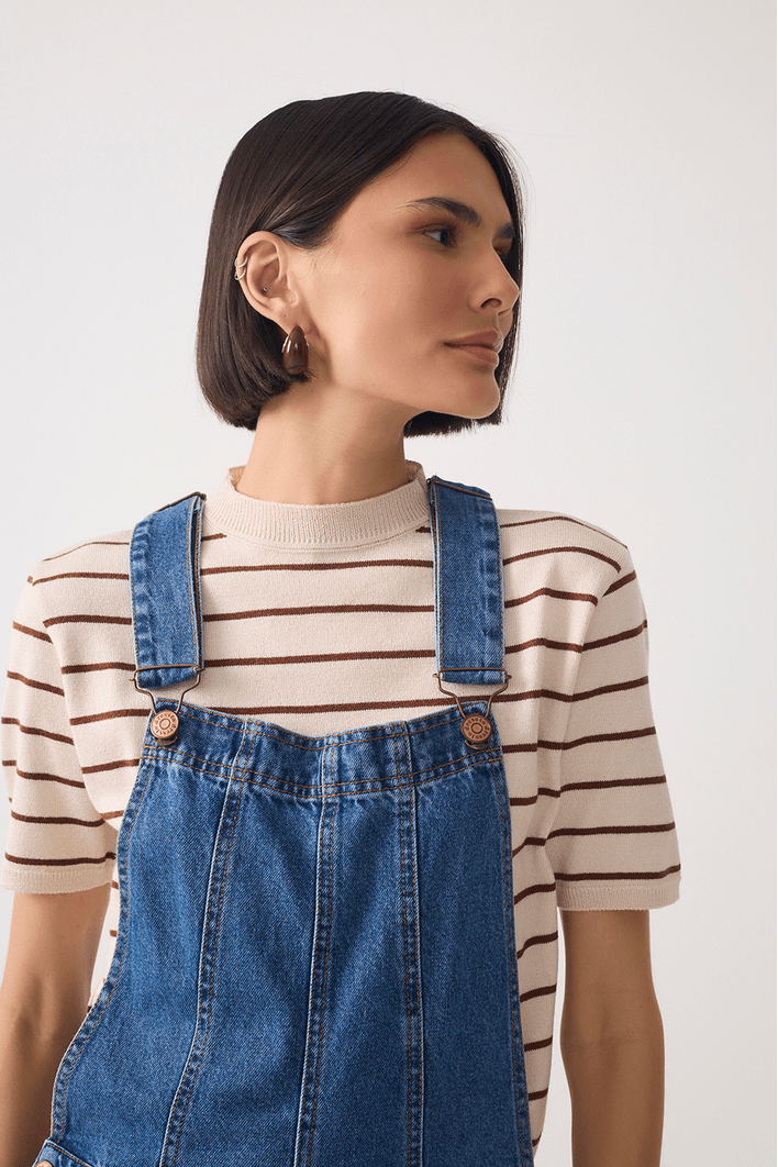 Jardineira Jeans Barrel Confort