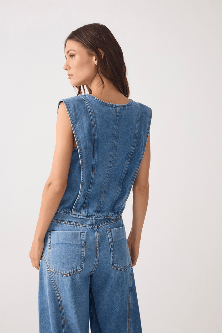 Colete Jeans Recortes