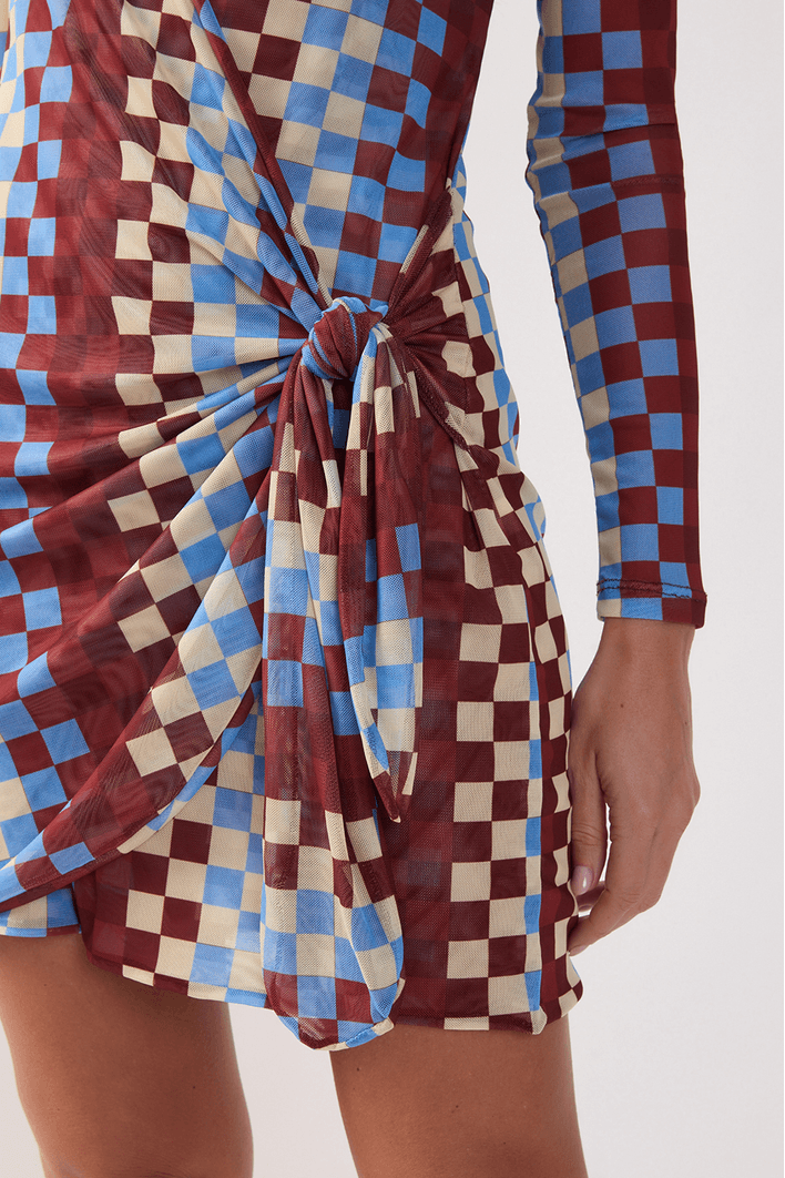 Vestido Amarração Tule Estampa Harmonia