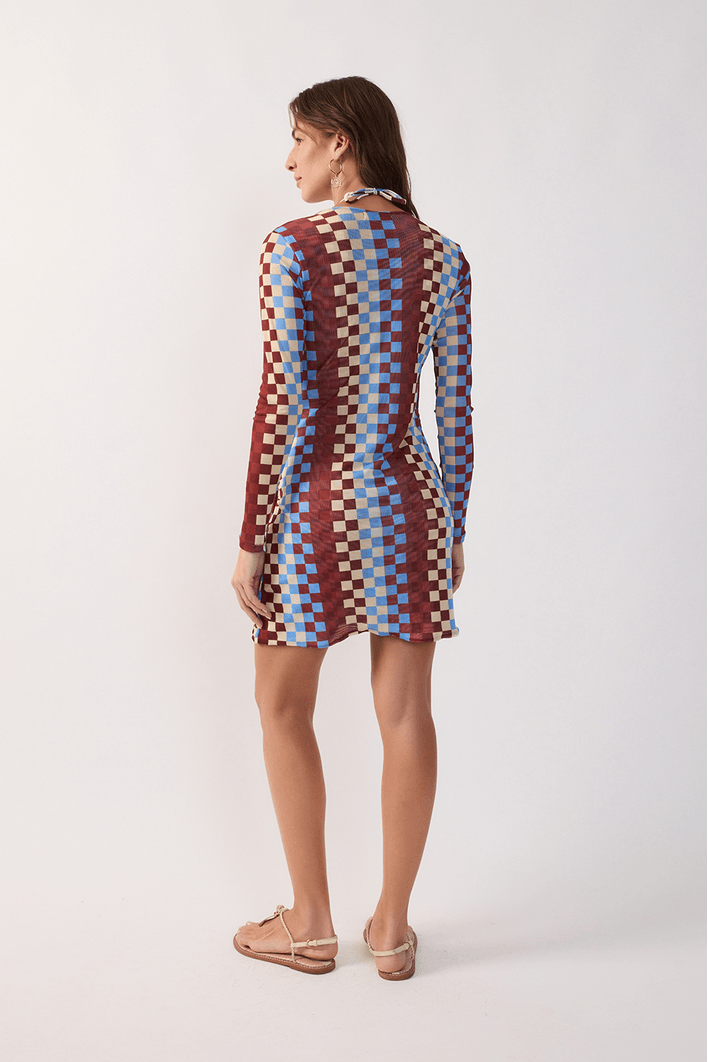 Vestido Amarração Tule Estampa Harmonia