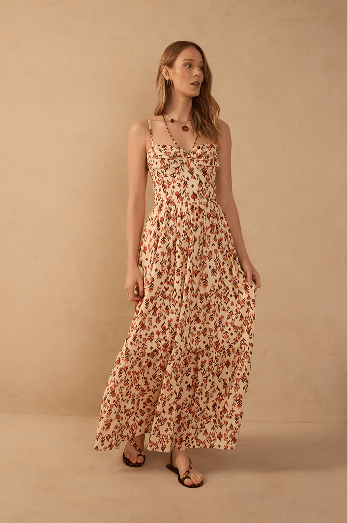 Vestido Longo Est Jardim Ikat