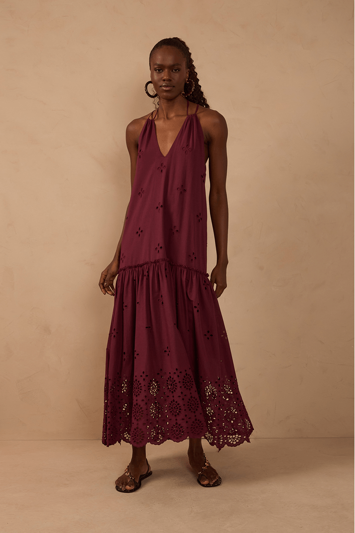 Vestido Cropped Algodão Barrado