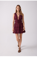 Vestido Curto Algodão Bordado Barrado
